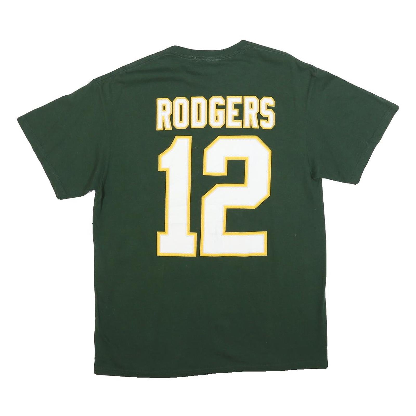 NFL Mens Green Rodgers 12 Graphic T-Shirt L Short Sleeve Crew Neck