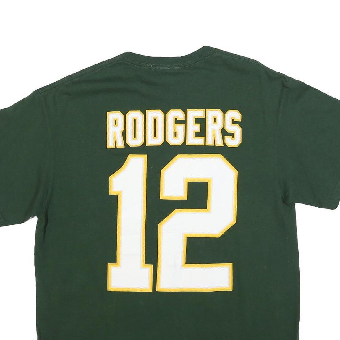 NFL Mens Green Rodgers 12 Graphic T-Shirt L Short Sleeve Crew Neck