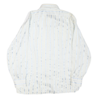 BRIGADE Mens White Blue Stripe Shirt M Cotton Blend European Fit Classic