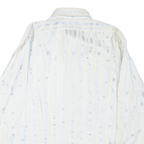 BRIGADE Mens White Blue Stripe Shirt M Cotton Blend European Fit Classic