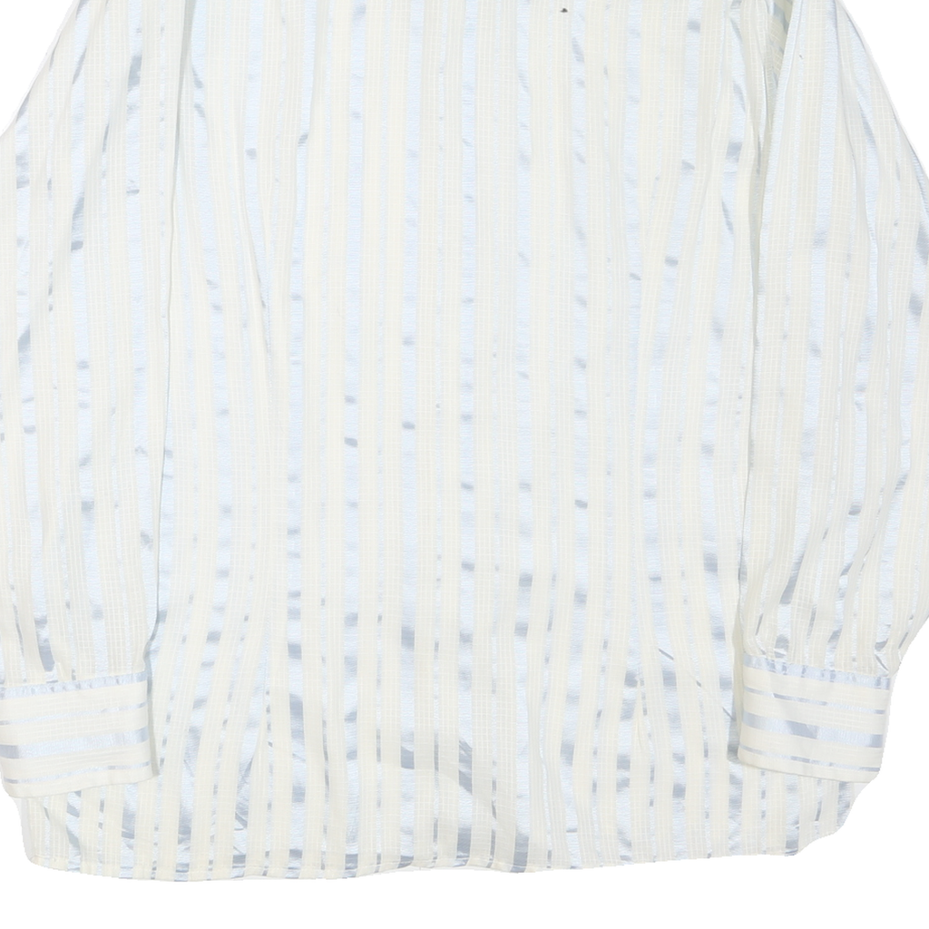 BRIGADE Mens White Blue Stripe Shirt M Cotton Blend European Fit Classic