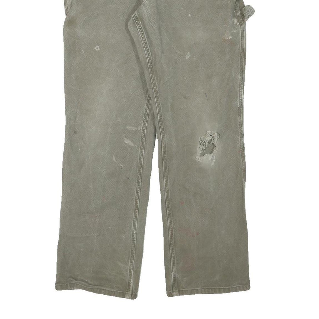 CARHARTT Mens Relaxed Green Cotton Blend Zip Trousers W33 L30 Workwear Painter