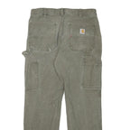 CARHARTT Mens Relaxed Green Cotton Blend Zip Trousers W33 L30 Workwear Painter