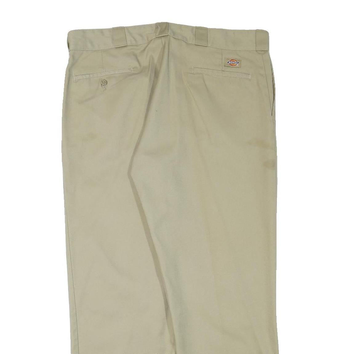 DICKIES Mens Cotton Blend Beige Regular Fit Straight Leg Trousers W36 L28