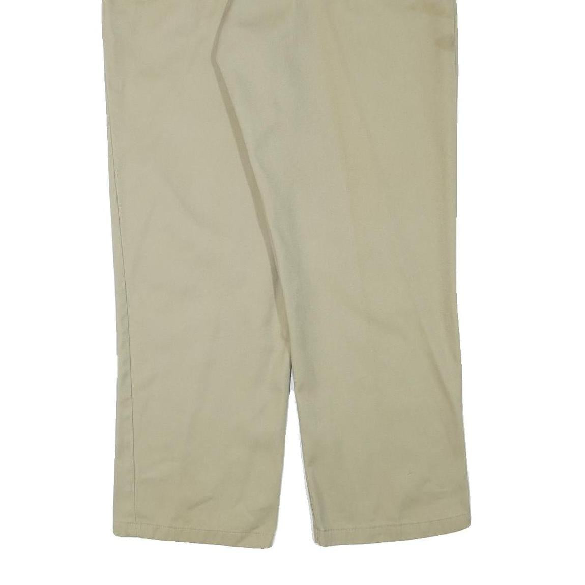 DICKIES Mens Cotton Blend Beige Regular Fit Straight Leg Trousers W36 L28