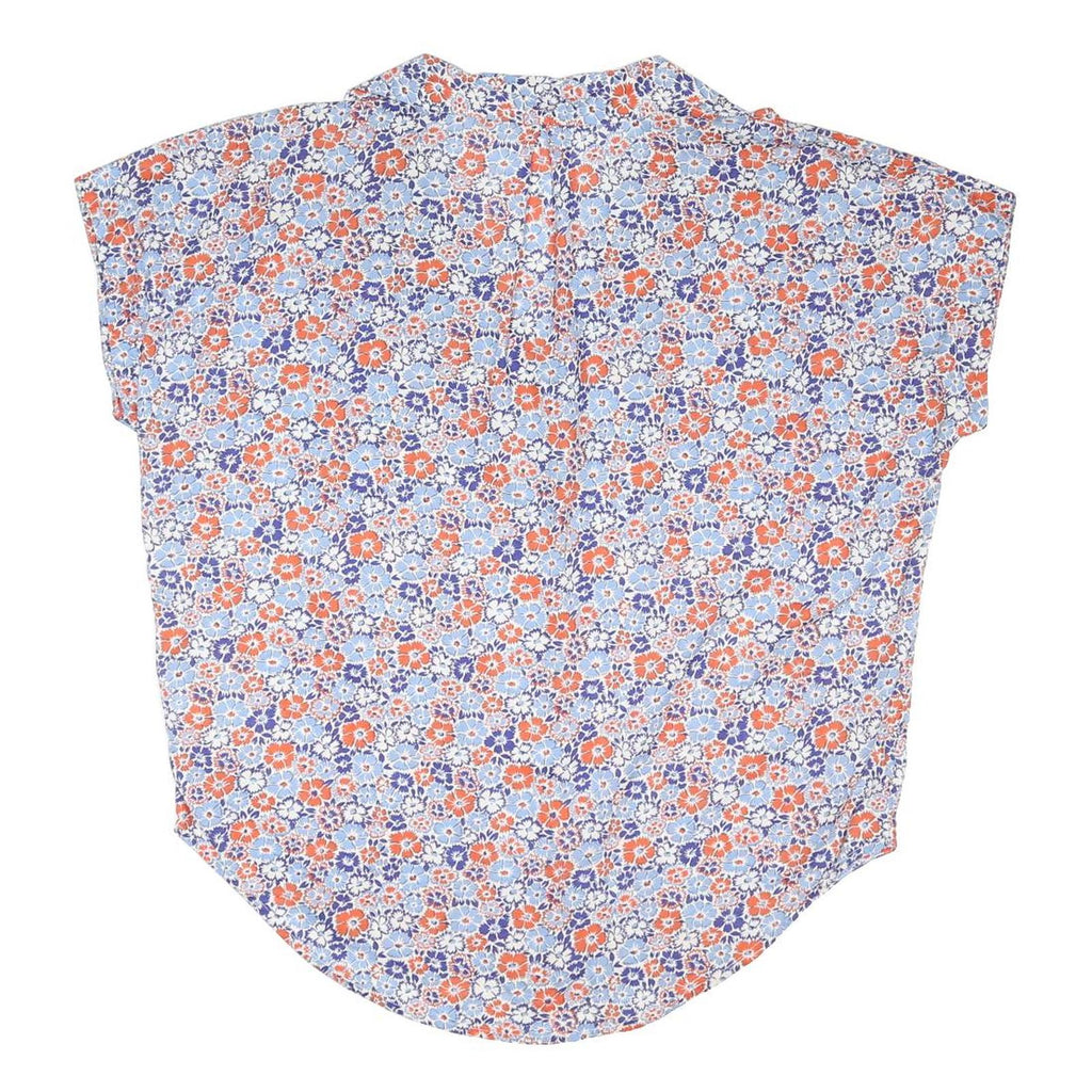 NEXT Womens Blue & Red Floral Pattern Shirt M Cotton Blend Relaxed Fit Casual