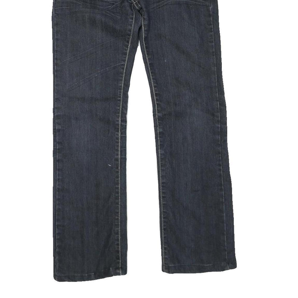 Womens Dark Blue Regular Fit Straight Denim Jeans Cotton Blend Zip W26 L28