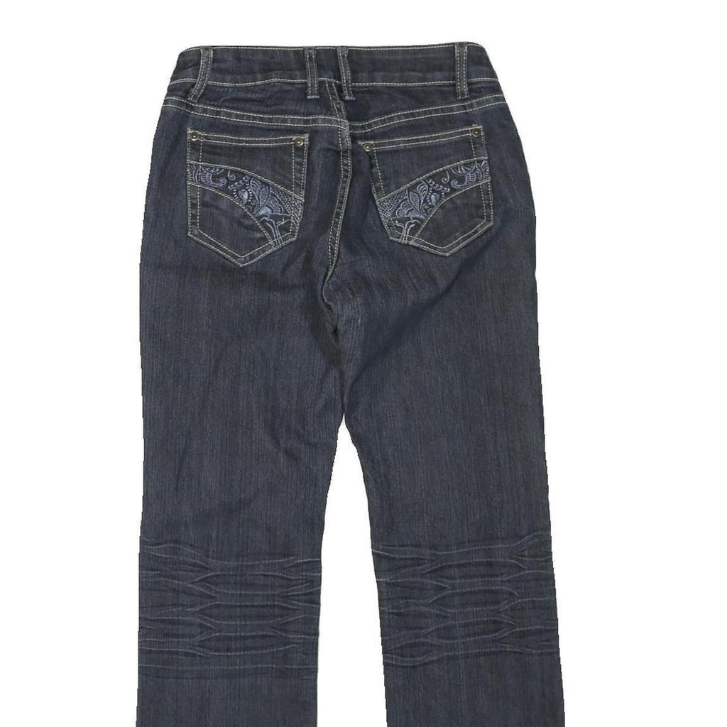 Womens Dark Blue Regular Fit Straight Denim Jeans Cotton Blend Zip W26 L28