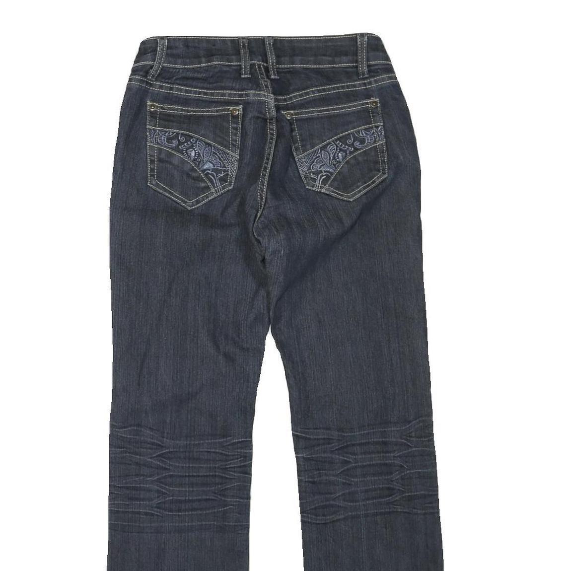 Womens Dark Blue Regular Fit Straight Denim Jeans Cotton Blend Zip W26 L28