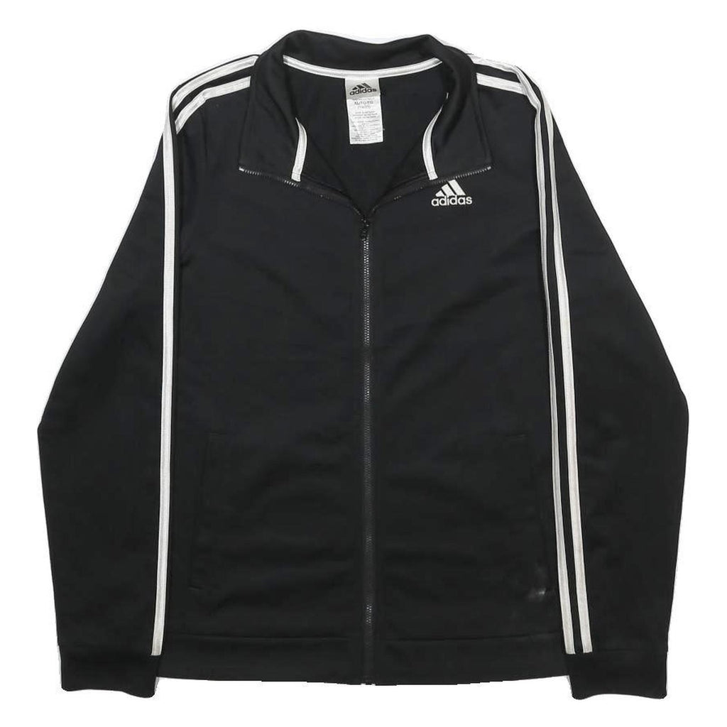 ADIDAS Womens Black & White Track Jacket XL Polyester Zip Full Zip Sportswear
