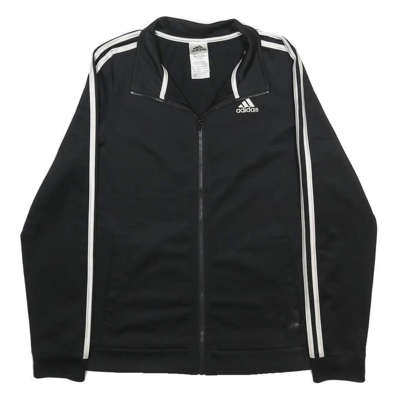 ADIDAS Womens Black & White Track Jacket XL Polyester Zip Full Zip Sportswear