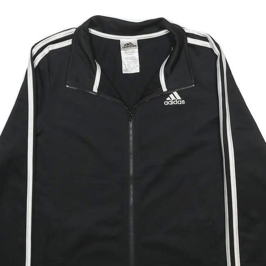 ADIDAS Womens Black & White Track Jacket XL Polyester Zip Full Zip Sportswear