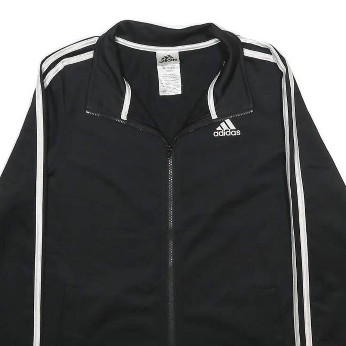 ADIDAS Womens Black & White Track Jacket XL Polyester Zip Full Zip Sportswear