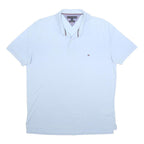 TOMMY HILFIGER Mens Light Blue Polo Shirt XL Cotton Short Sleeve Basic
