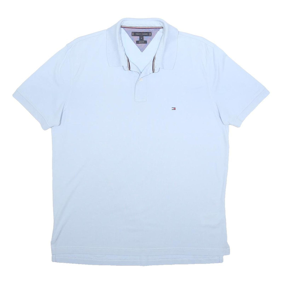 TOMMY HILFIGER Mens Light Blue Polo Shirt XL Cotton Short Sleeve Basic