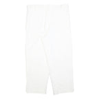 Womens White Relaxed Fit Cotton Blend Trousers W32 L25 Zip Closure
