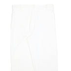Womens White Relaxed Fit Cotton Blend Trousers W32 L25 Zip Closure