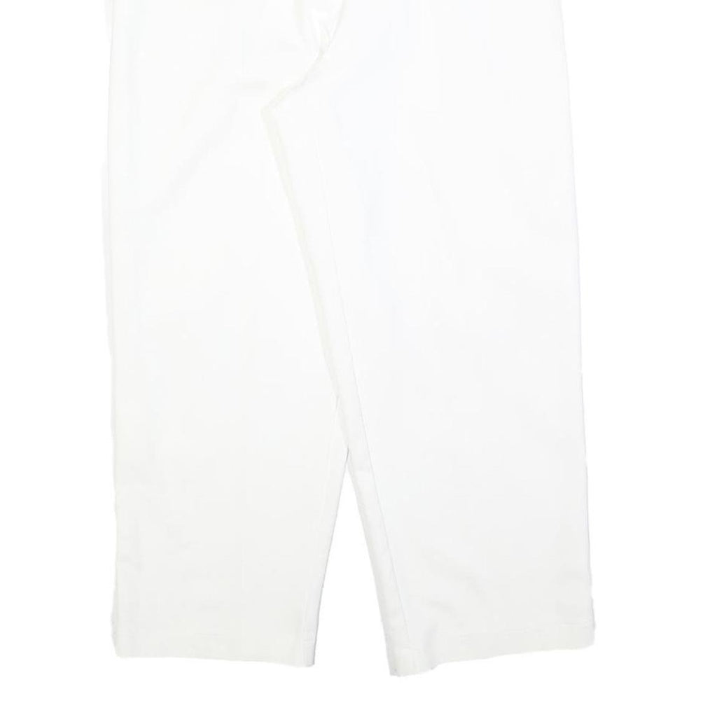 Womens White Relaxed Fit Cotton Blend Trousers W32 L25 Zip Closure