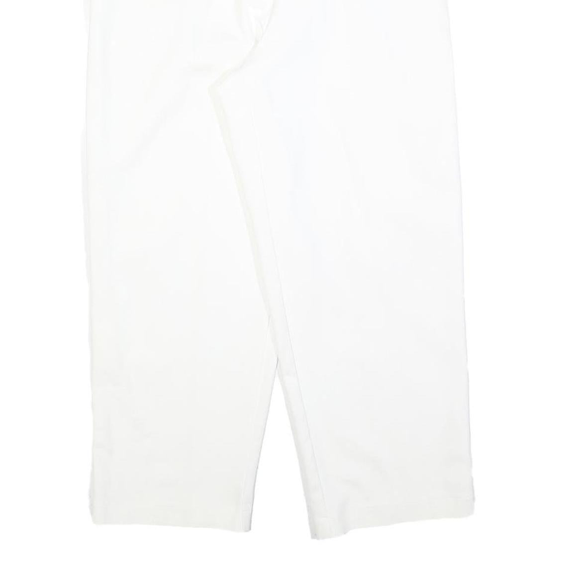 Womens White Relaxed Fit Cotton Blend Trousers W32 L25 Zip Closure