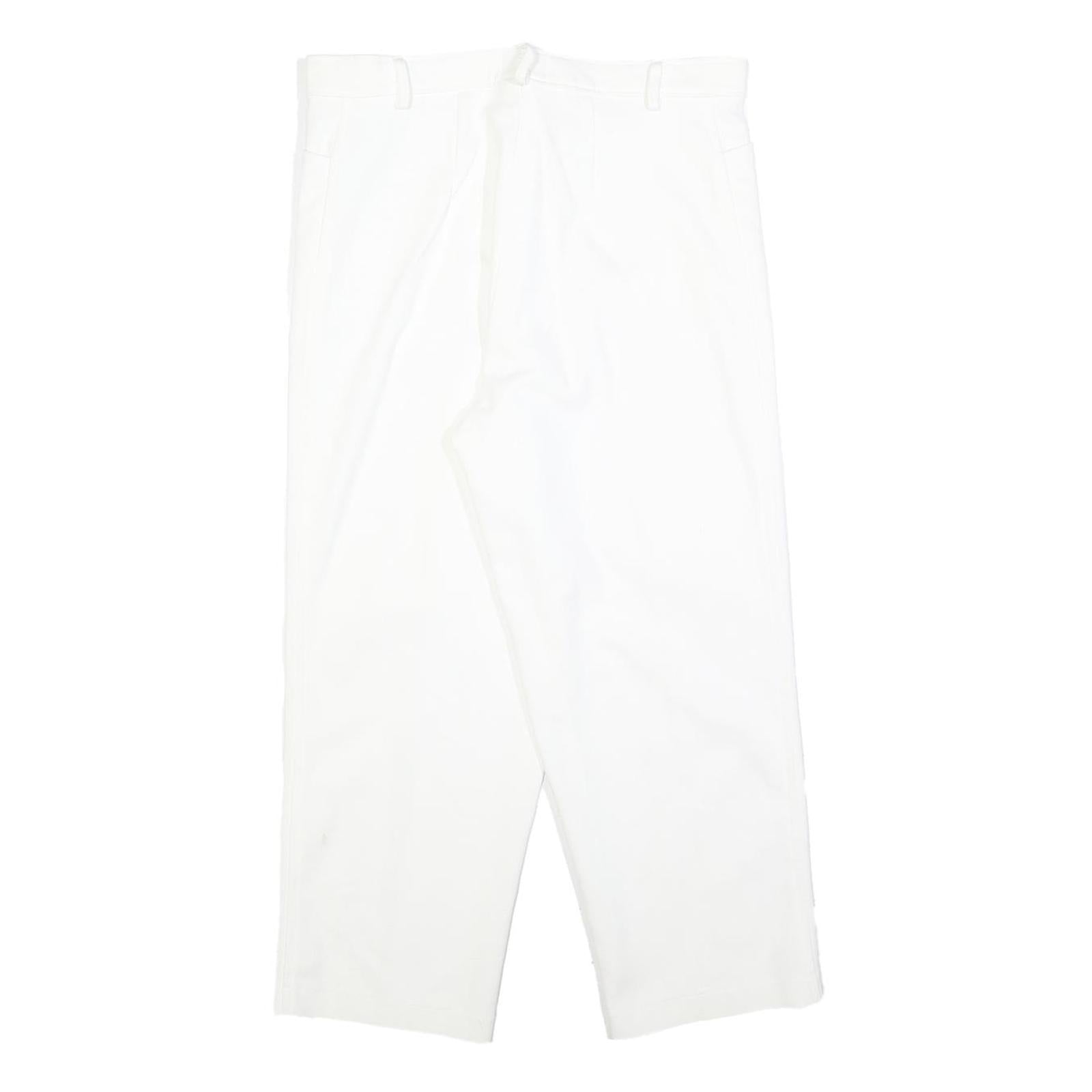 Womens White Relaxed Fit Cotton Blend Trousers W32 L25 Zip Closure