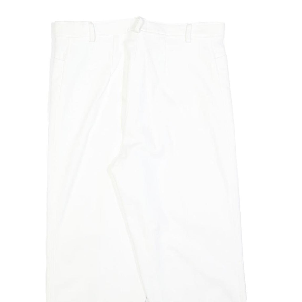 Womens White Relaxed Fit Cotton Blend Trousers W32 L25 Zip Closure