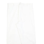 Womens White Relaxed Fit Cotton Blend Trousers W32 L25 Zip Closure