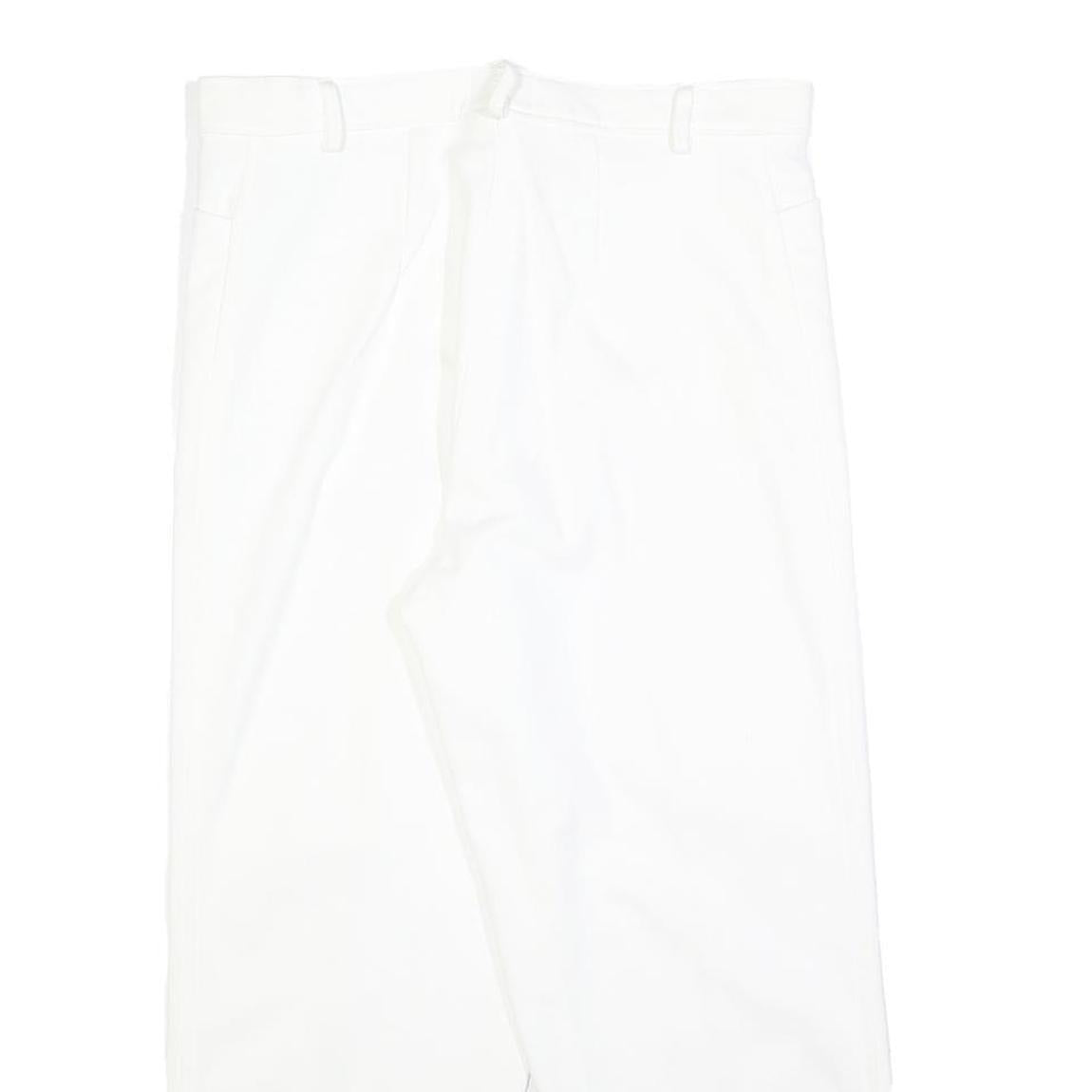 Womens White Relaxed Fit Cotton Blend Trousers W32 L25 Zip Closure