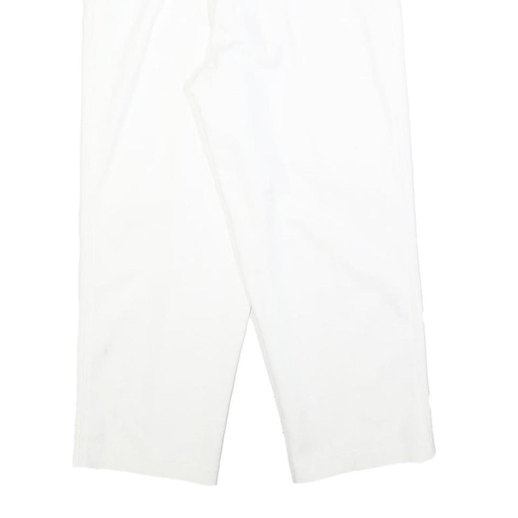 Womens White Relaxed Fit Cotton Blend Trousers W32 L25 Zip Closure