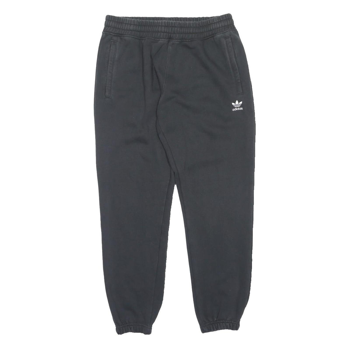 ADIDAS Mens Joggers Black L W32 L30 Classic Tapered Cotton Blend Casual