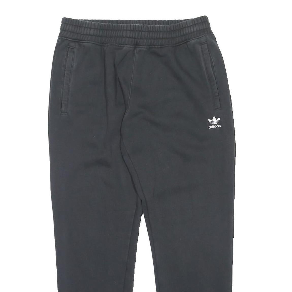ADIDAS Mens Joggers Black L W32 L30 Classic Tapered Cotton Blend Casual