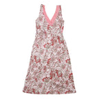 FOREVER21 Womens Pink Floral Print Cotton Blend Day Dress XS Lace Trim V-Neck