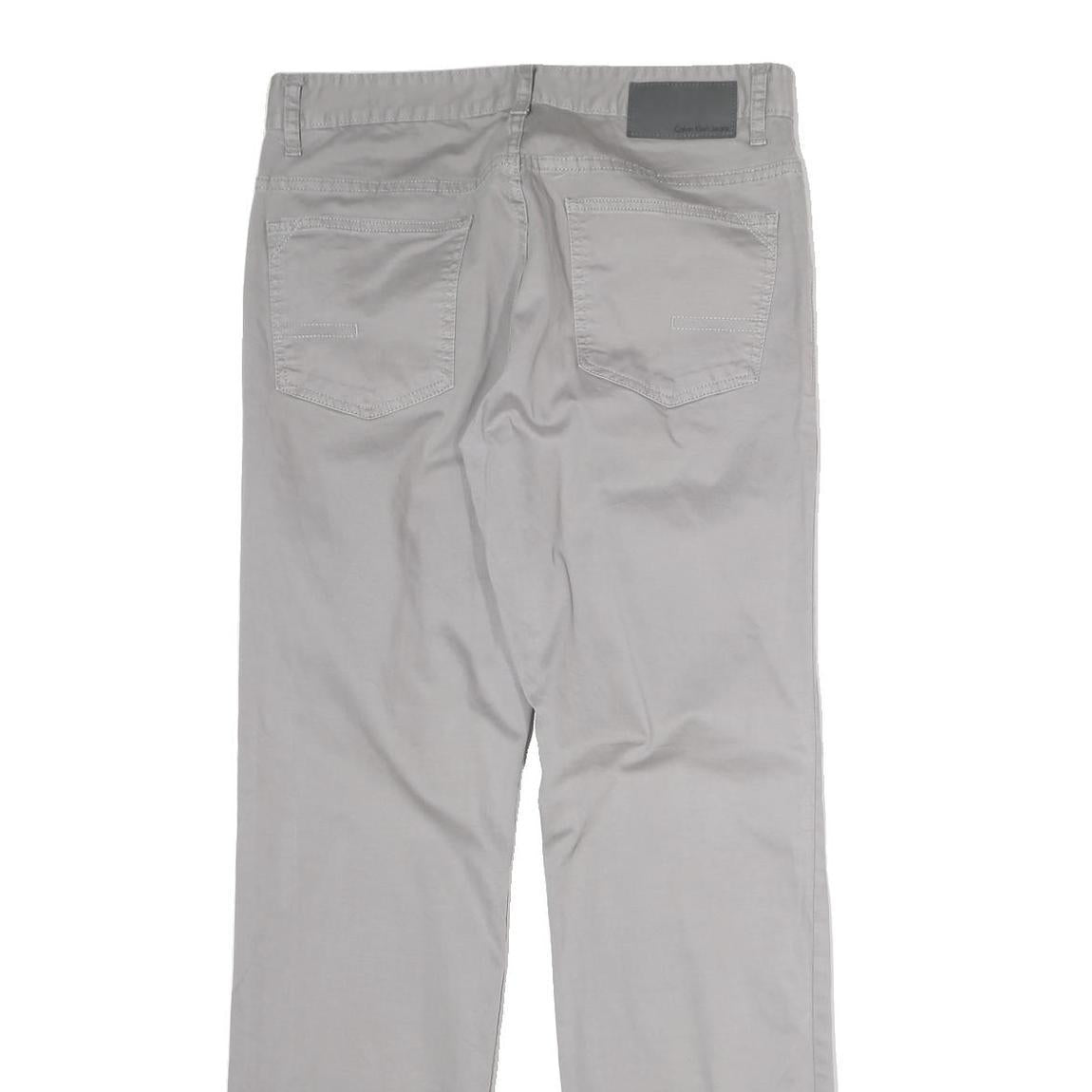 CALVIN KLEIN JEANS Mens Regular Cotton Grey Trousers W32 L32 Casual Zip Fly