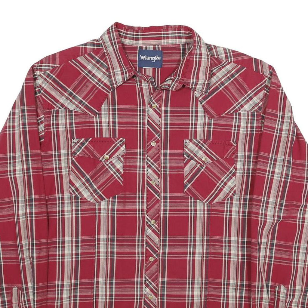 WRANGLER Mens Red & White Check Shirt L Long Sleeve Button Casual Cotton Blend