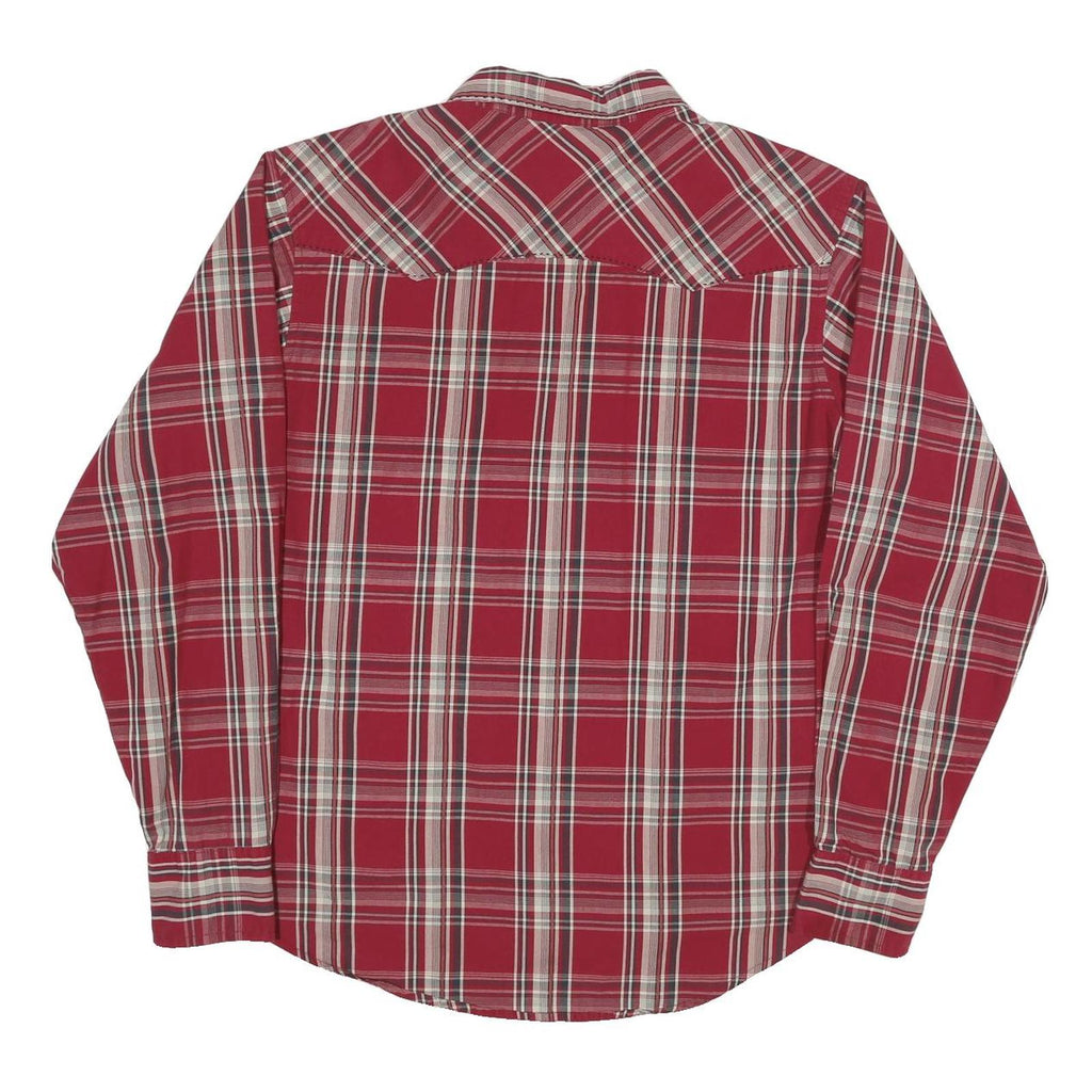 WRANGLER Mens Red & White Check Shirt L Long Sleeve Button Casual Cotton Blend