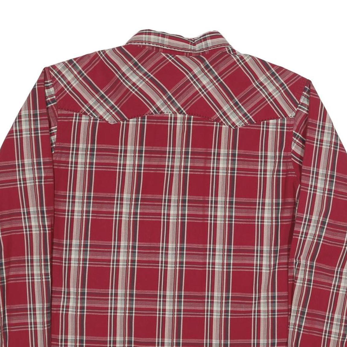 WRANGLER Mens Red & White Check Shirt L Long Sleeve Button Casual Cotton Blend