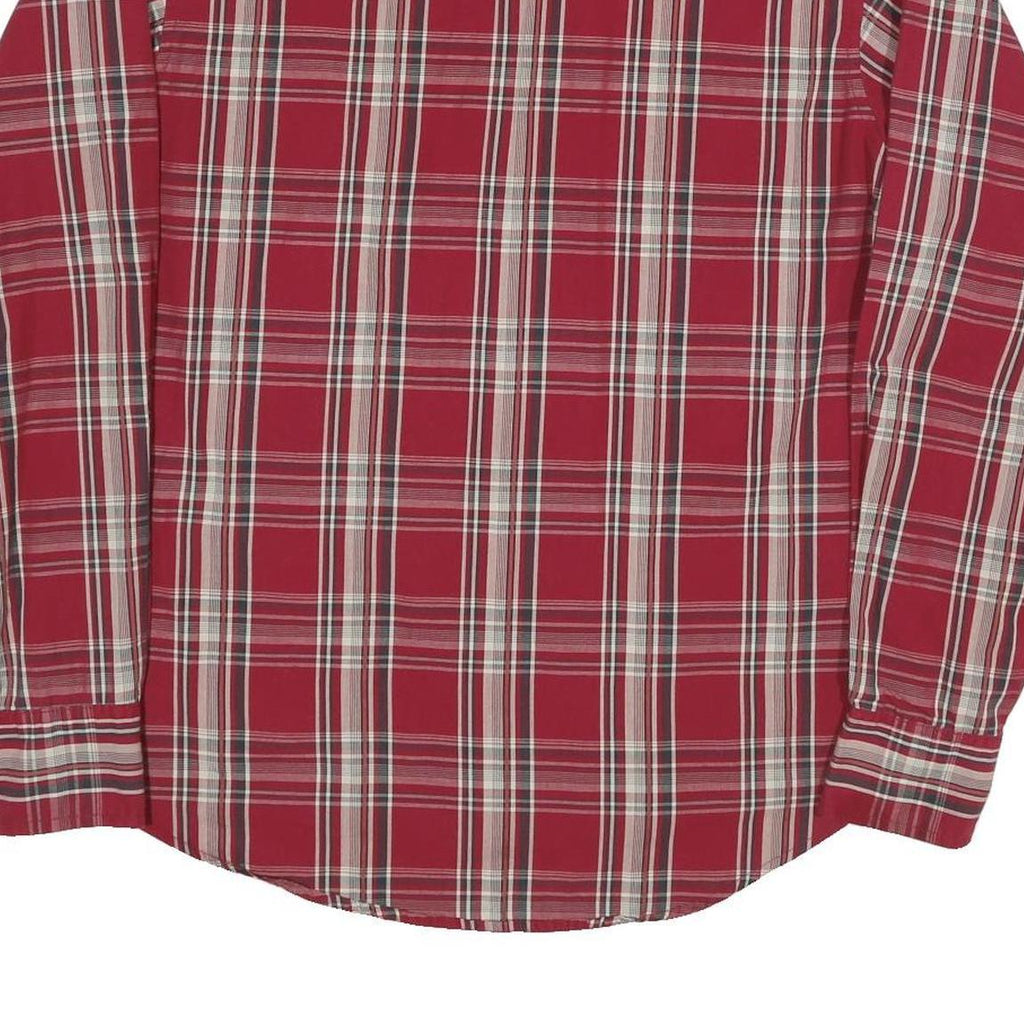 WRANGLER Mens Red & White Check Shirt L Long Sleeve Button Casual Cotton Blend