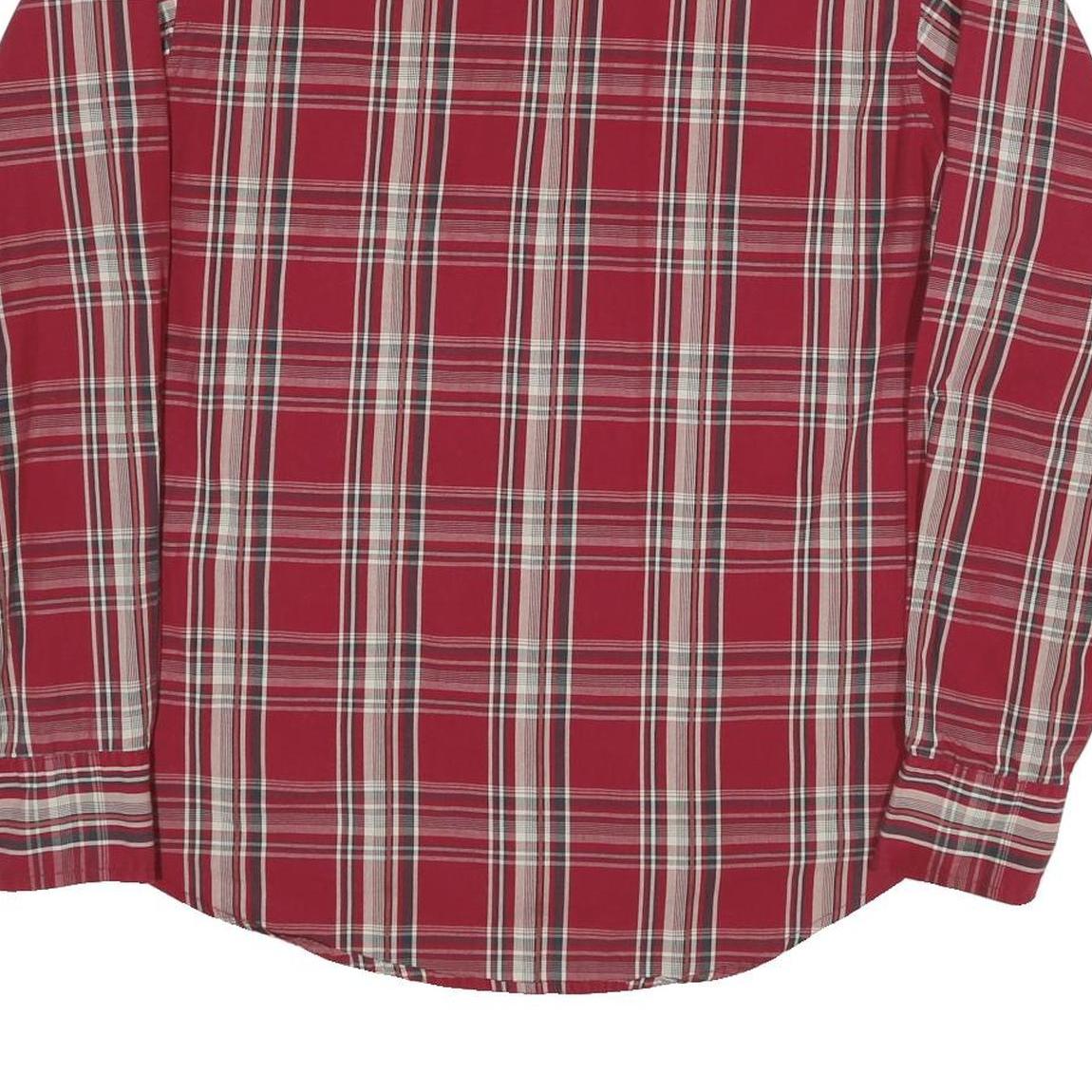 WRANGLER Mens Red & White Check Shirt L Long Sleeve Button Casual Cotton Blend