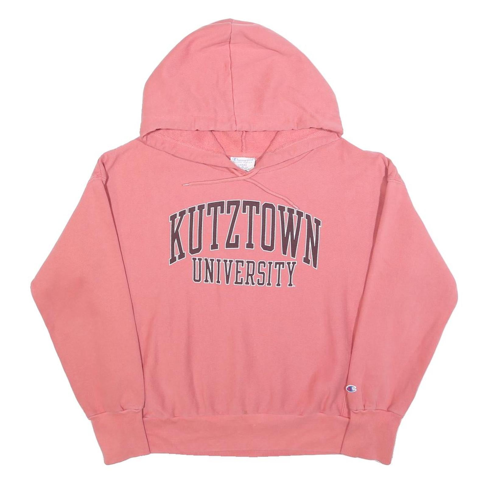 CHAMPION REVERSE WEAVE Womens Pink Kutztown University Hoodie L Cotton Blend