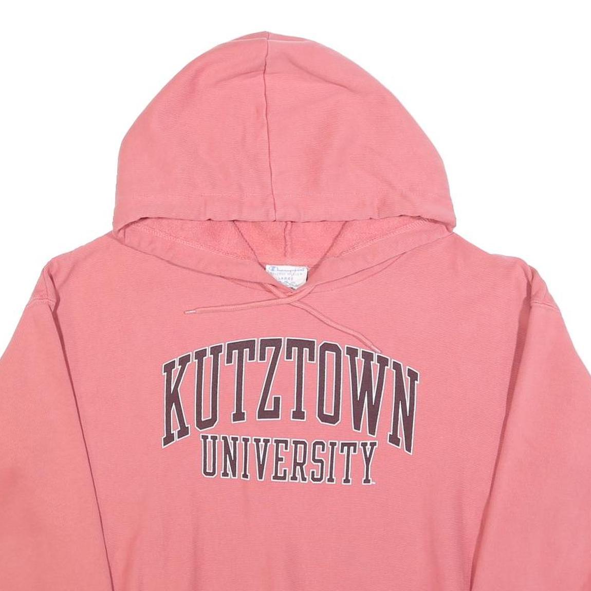CHAMPION REVERSE WEAVE Womens Pink Kutztown University Hoodie L Cotton Blend