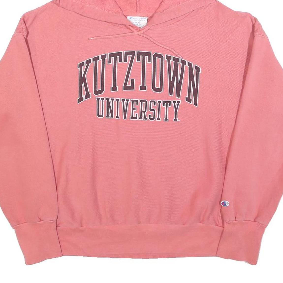 CHAMPION REVERSE WEAVE Womens Pink Kutztown University Hoodie L Cotton Blend
