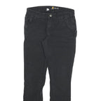 CARHARTT Mens Cotton Blend Black Slim Fit Trousers W28 L30 Workwear Zip Pocket