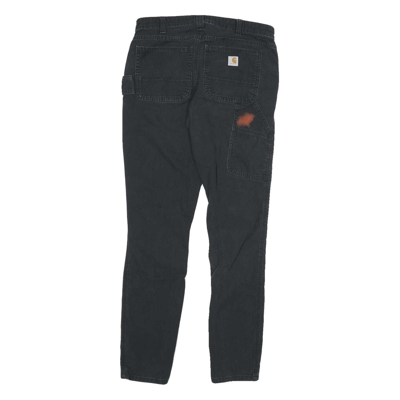 CARHARTT Mens Cotton Blend Black Slim Fit Trousers W28 L30 Workwear Zip Pocket