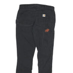 CARHARTT Mens Cotton Blend Black Slim Fit Trousers W28 L30 Workwear Zip Pocket