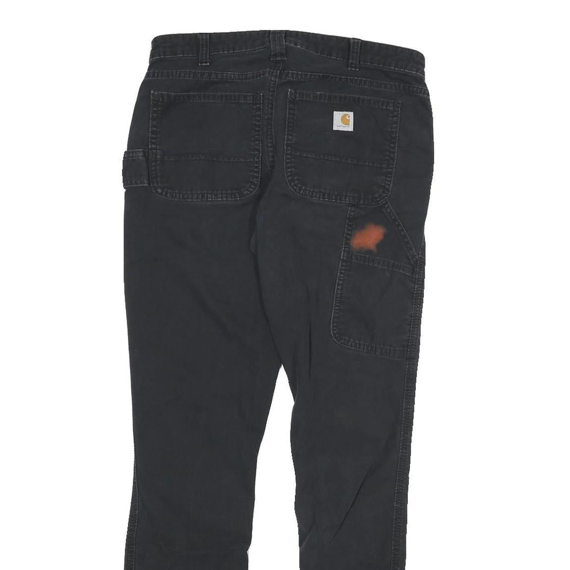 CARHARTT Mens Cotton Blend Black Slim Fit Trousers W28 L30 Workwear Zip Pocket