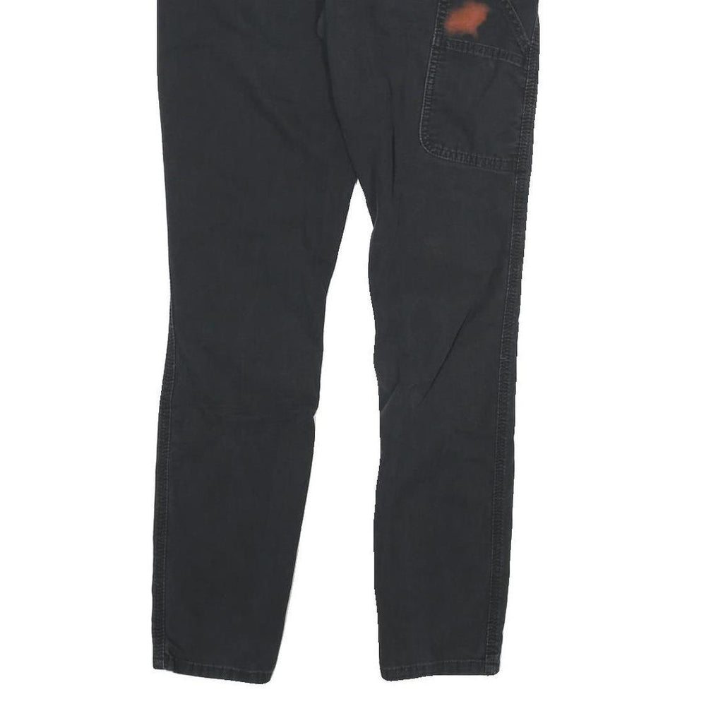 CARHARTT Mens Cotton Blend Black Slim Fit Trousers W28 L30 Workwear Zip Pocket