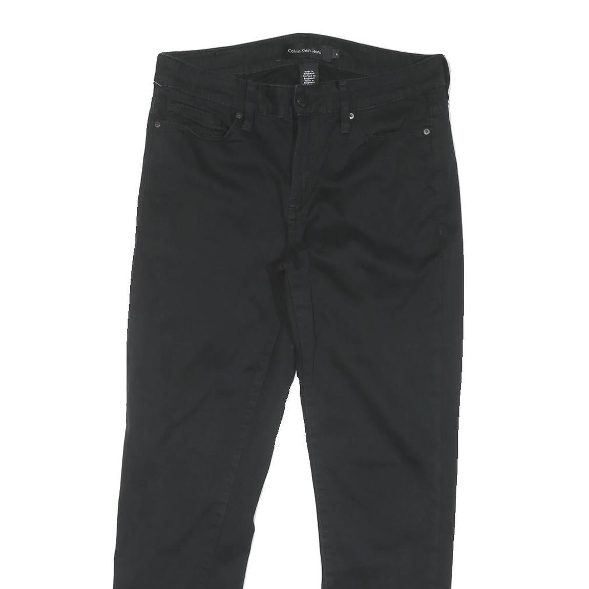 CALVIN KLEIN JEANS Womens Black Regular Fit Straight Trousers Cotton Blend W30