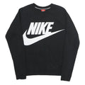 NIKE Mens Black Crew Neck S Cotton Blend Pullover Sweatshirt Bold Logo