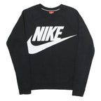 NIKE Mens Black Crew Neck S Cotton Blend Pullover Sweatshirt Bold Logo