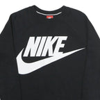 NIKE Mens Black Crew Neck S Cotton Blend Pullover Sweatshirt Bold Logo