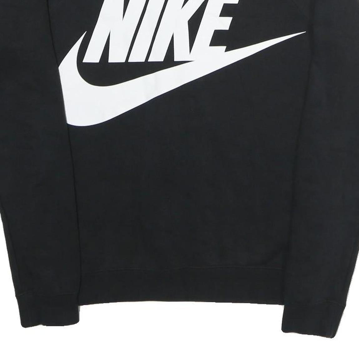 NIKE Mens Black Crew Neck S Cotton Blend Pullover Sweatshirt Bold Logo